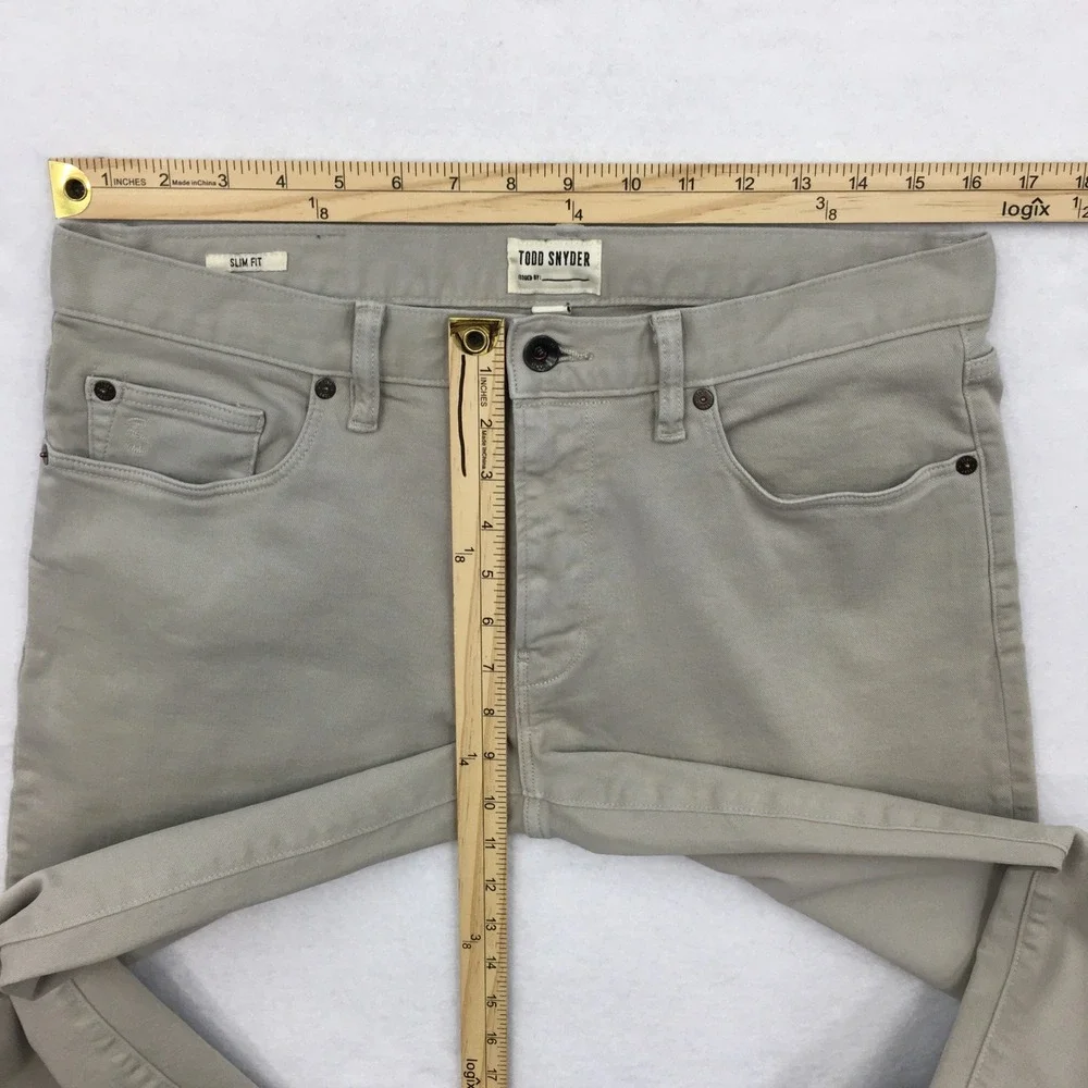 Todd Snyder Slim Fit Stretch 5-Pocket Chino Pants Khaki Grey 31x32 Mens